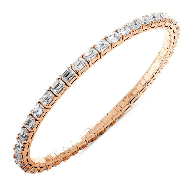 Bracciale Onesize Jewels Diamanti Taglio Smeraldo mm 4 x 3Disposti Orizzontalmente Oro Rosa