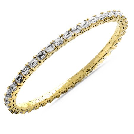Bracciale Onesize Jewels Diamanti Taglio Smeraldo mm 4,30 x 3,30 Disposti Orizzontalmente Oro Giallo
