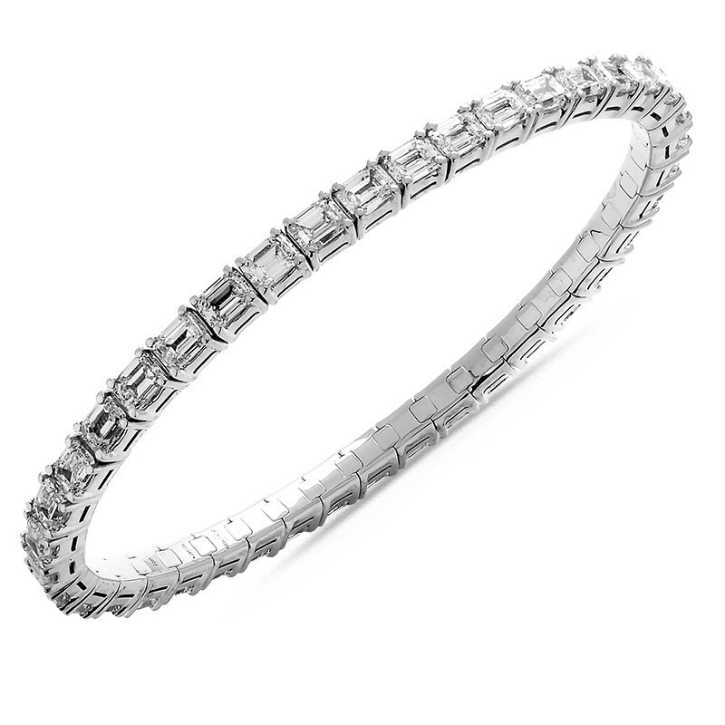 Expandable Emerald Cut Diamonds mm 4,30 x 3,30 East-West  Bracelet Wite Gold