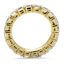 Emerald Cut Diamond Side View East West  Eternity Ring Expandable Band Yellow Gold Onesize Jewels