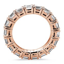 Emerald Cut Diamond East West  Eternity Ring Expandable Band Pink Gold Onesize Jewels Side View
