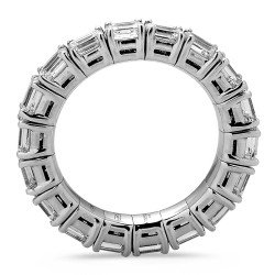 Emerald Cut Diamond East West  Eternity Ring Expandable Band White Gold Onesize Jewels Side View