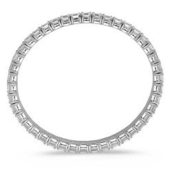 Vista Laterale Bracciale Diamanti Taglio Smeraldo mm 4 x 3 Disposti Orizzontalmente Oro Bianco Onesize Jewels
