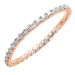 Bracciale Diamanti Taglio Smeraldo mm 5 x 3 Disposti Orizzontalmente Oro Rosa