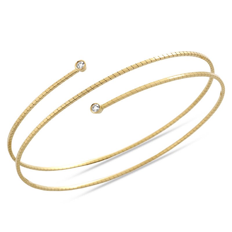 Wrap-Around Diamond Prongs Bracelet | Gold Wrap on Titanium Spring