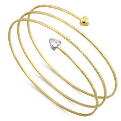 Bracciale Avvolgente Cuore Diamante e Cuore Oro