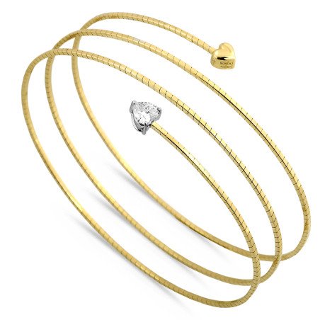 Bracciale Avvolgente Cuore Diamante e Cuore Oro