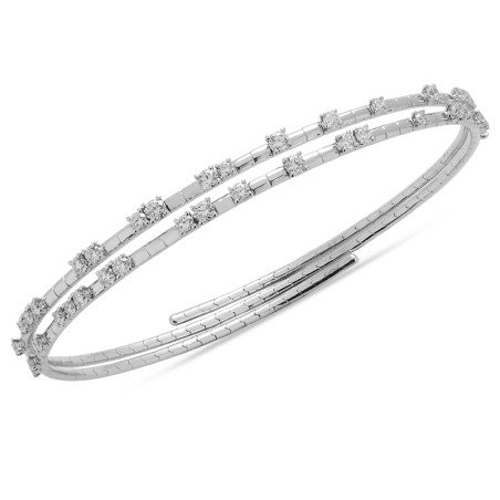 Wrap aroung Flexible bracelet, single set diamonds. No clasp design