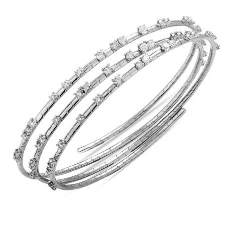 Bracciale avvolgente con brillanti incassati singolramente. Flessibile e senza Chiusura