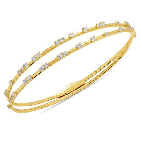 Bracciale avvolgente con brillanti incassati singolramente. Flessibile con Chiusura