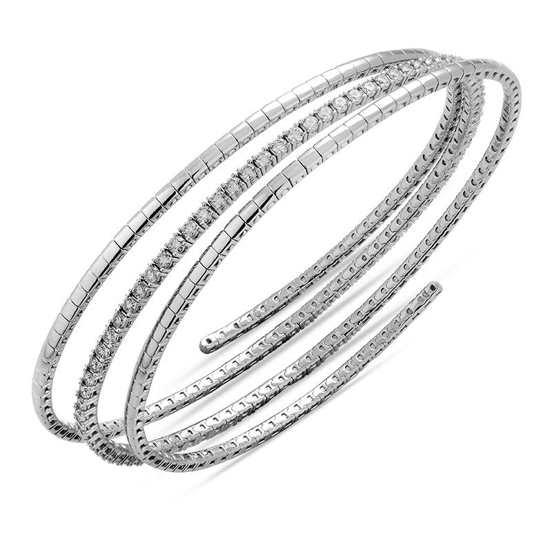 Wrap-Around Gold and Diamonds Bracelet| Single Diamond Row