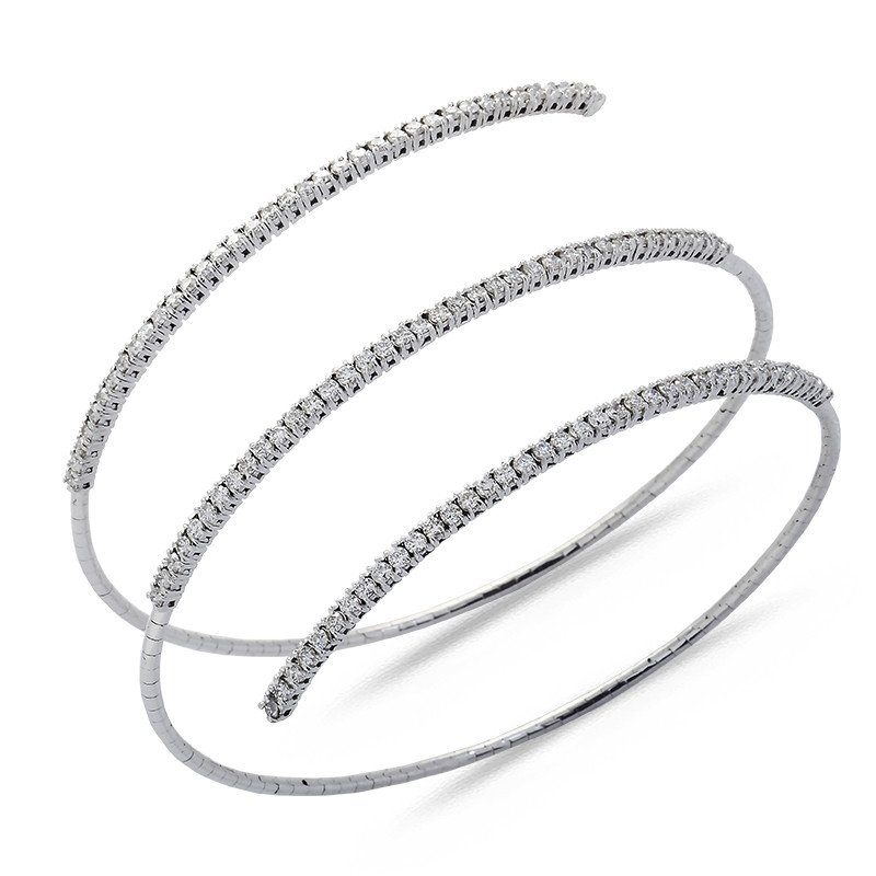 Avvolgente Bracciale Oro e Brillanti Tre Giri di Brillanti